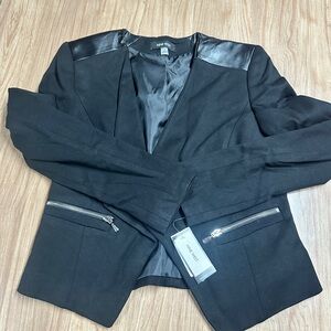 Nine West Black Blazer with Leather Accents